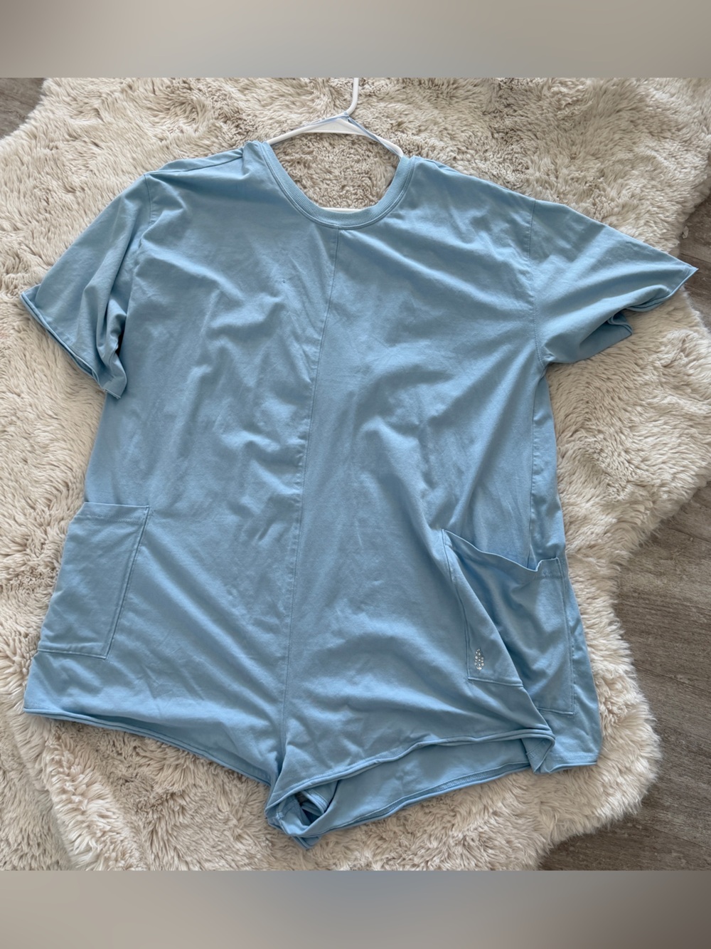 Free People Light Blue Short Sleeve Romper